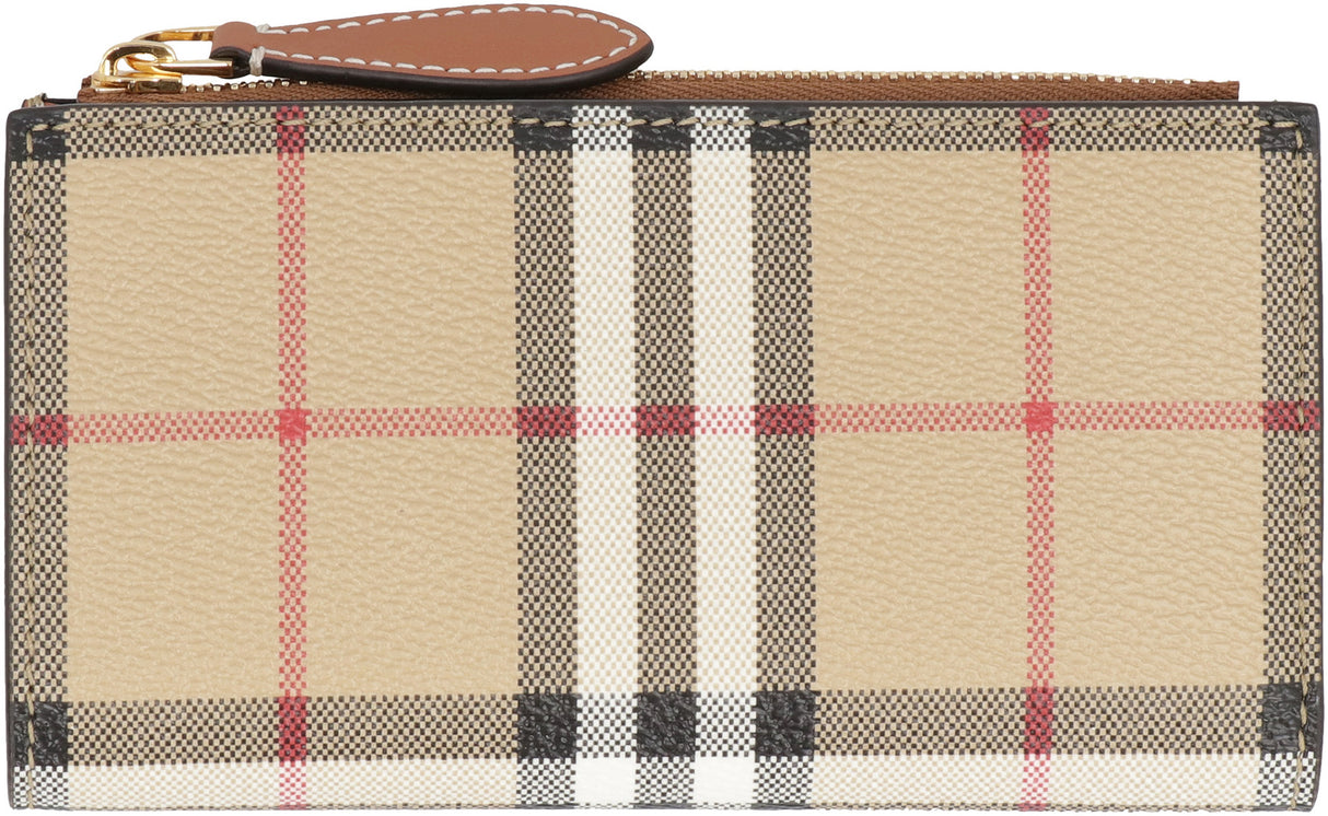 BURBERRY Beige Check Print Wallet for Women - FW23