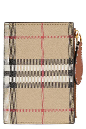 BURBERRY Beige Check Print Leather Wallet for Women | FW23 Collection