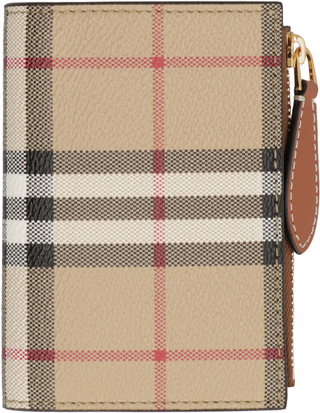 BURBERRY Beige Check Print Leather Wallet for Women | FW23 Collection