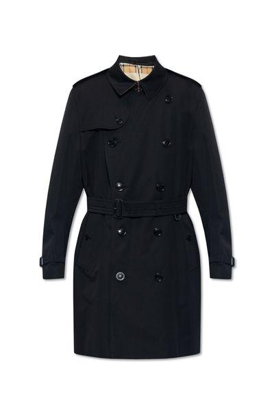 BURBERRY Men's Black Cotton Trench Jacket for Fall/Winter 2024