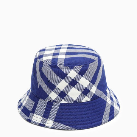 BURBERRY Navy Check Bucket Hat for Men