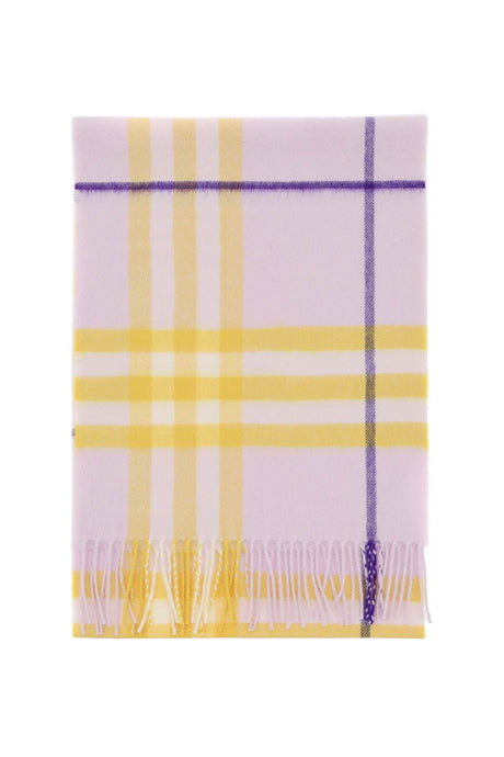 BURBERRY Checkered Design Fringed-Edge Cashmere Scarf for Women