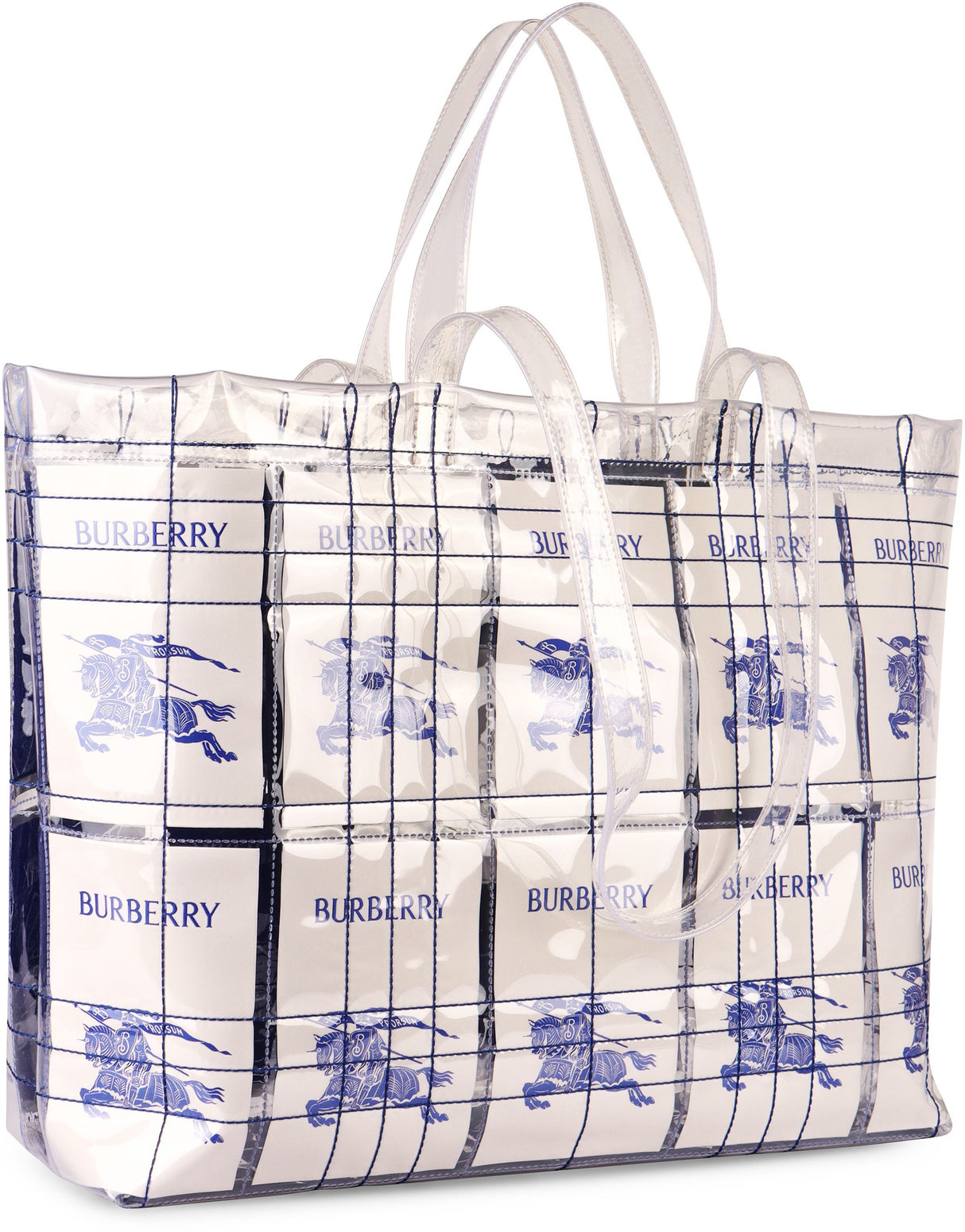 BURBERRY Clear Tote Handbag for Men - Rigid Plastic with EKD Logo Labels and Double Handles