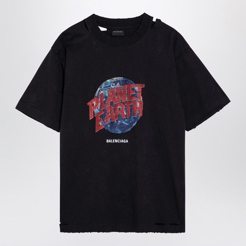 BALENCIAGA Oversized Planet Earth T-Shirt - Washed Black