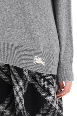 BURBERRY Oversized Cashmere Pullover with Kilt Pin Detail