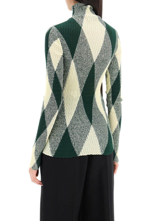 BURBERRY Green High-Neck Pullover with Diamond Pattern for Women - SS24 Collection