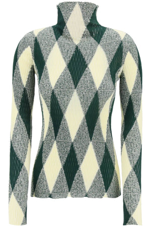 BURBERRY Green High-Neck Pullover with Diamond Pattern for Women - SS24 Collection