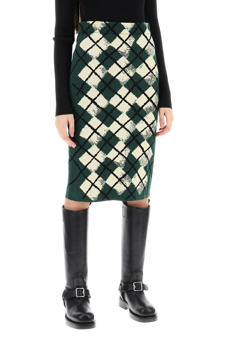 BURBERRY Elegant Green Diamond Jacquard Skirt for Women