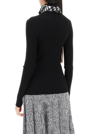 BURBERRY Elegant Black Knit Top with Integrated Foulard Style for Women