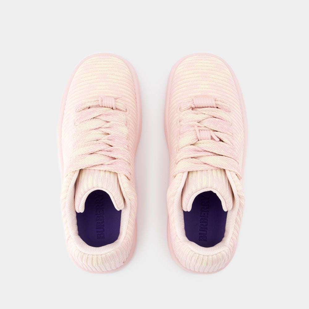 BURBERRY Designer Pink Cozy Knit Sneakers for Women