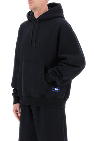 BURBERRY Black Oversized Fleece-Back Cotton Hoodie for Men