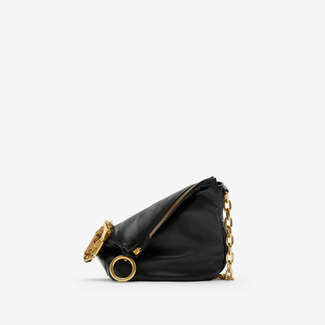 BURBERRY Mini Black Leather Handbag with Gold Chain Strap