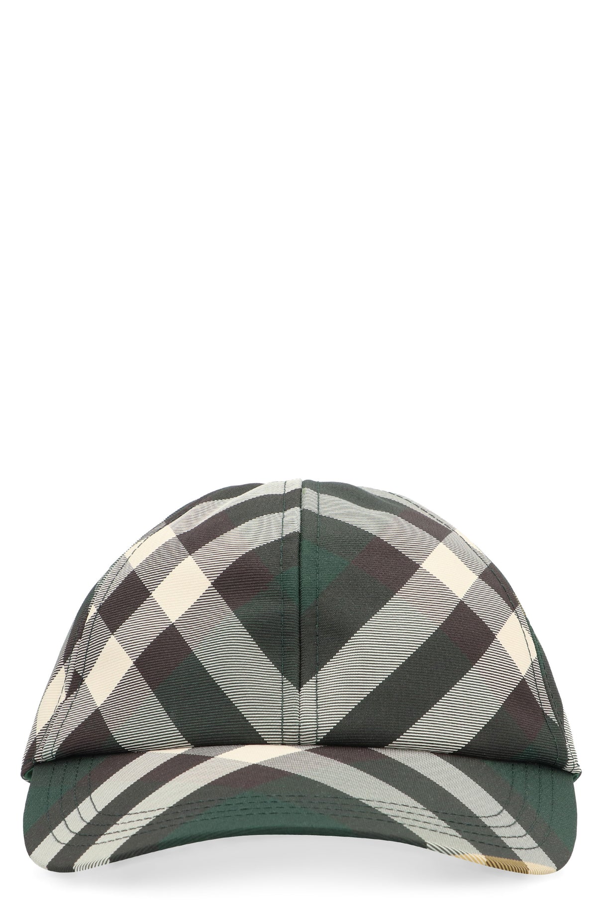 BURBERRY Fashionable Checkered Canvas Hat with Adjustable Size and Rigid Sun Visor