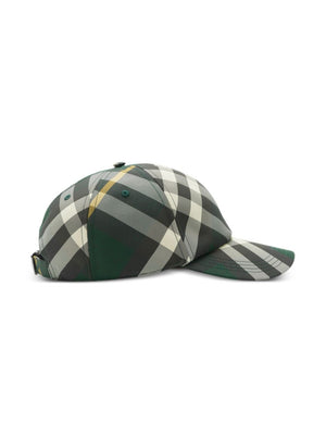 BURBERRY Green All-Over Check Baseball Cap for SS24