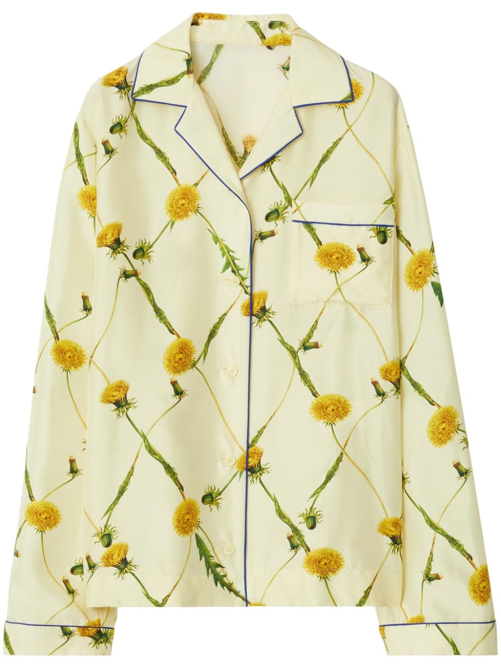 BURBERRY Silk Pajama Shirt in Sherbet Beige with Floral Print for Women - SS24 Collection