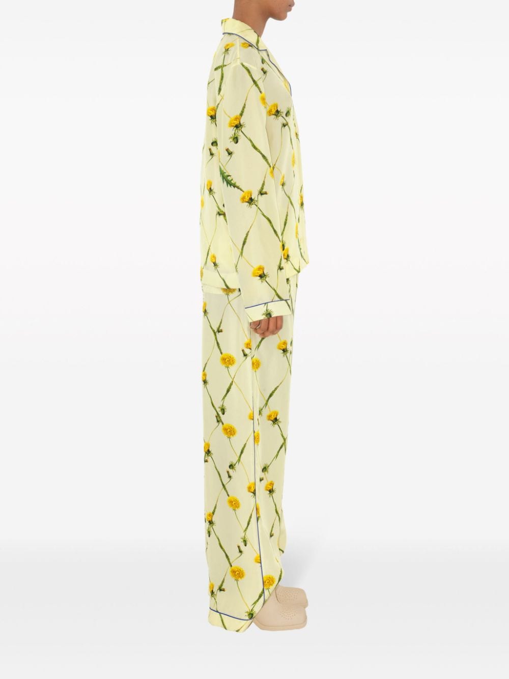 BURBERRY Silk Pajama Shirt in Sherbet Beige with Floral Print for Women - SS24 Collection