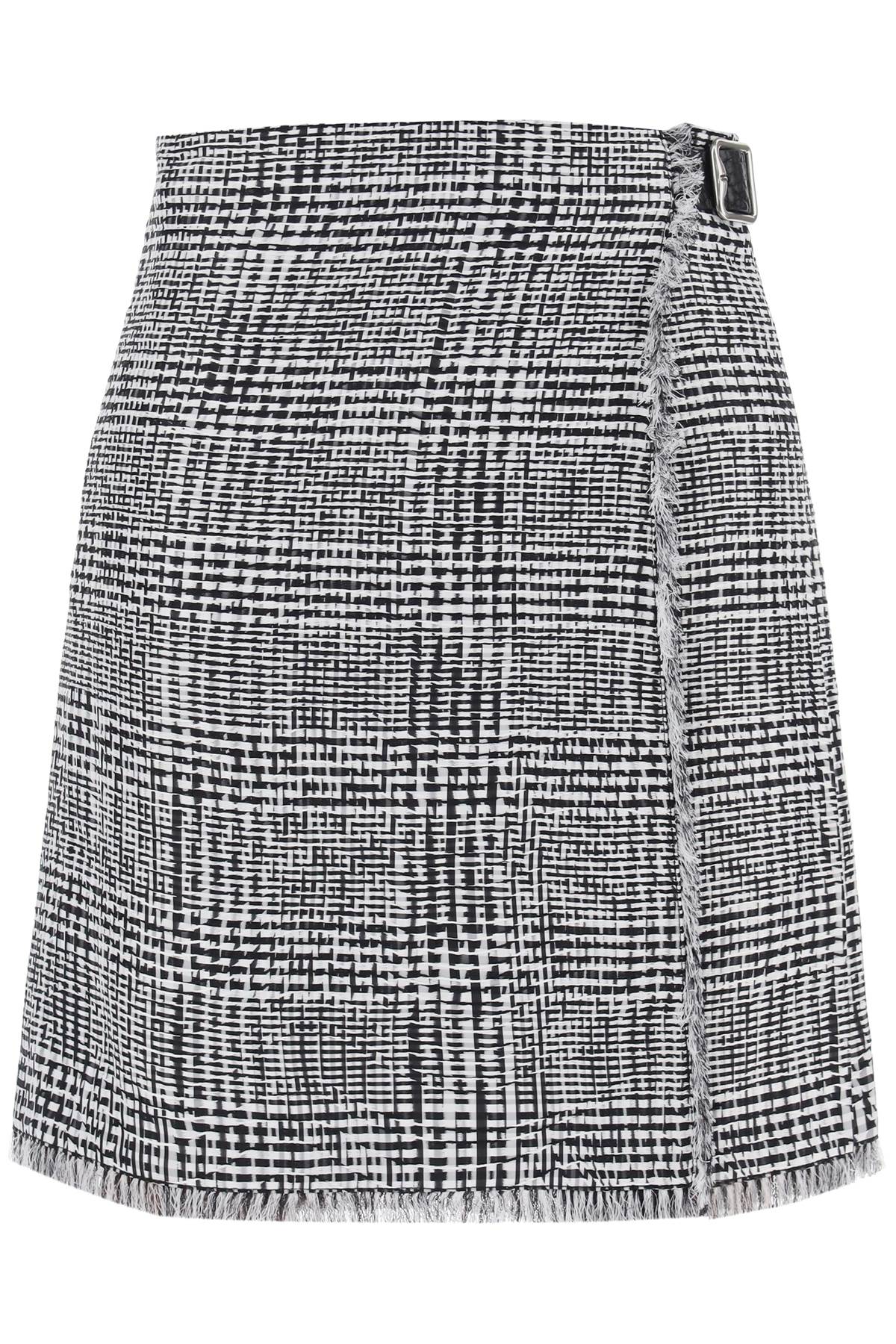 BURBERRY Statement Houndstooth Kilt with Leather Strap Closure