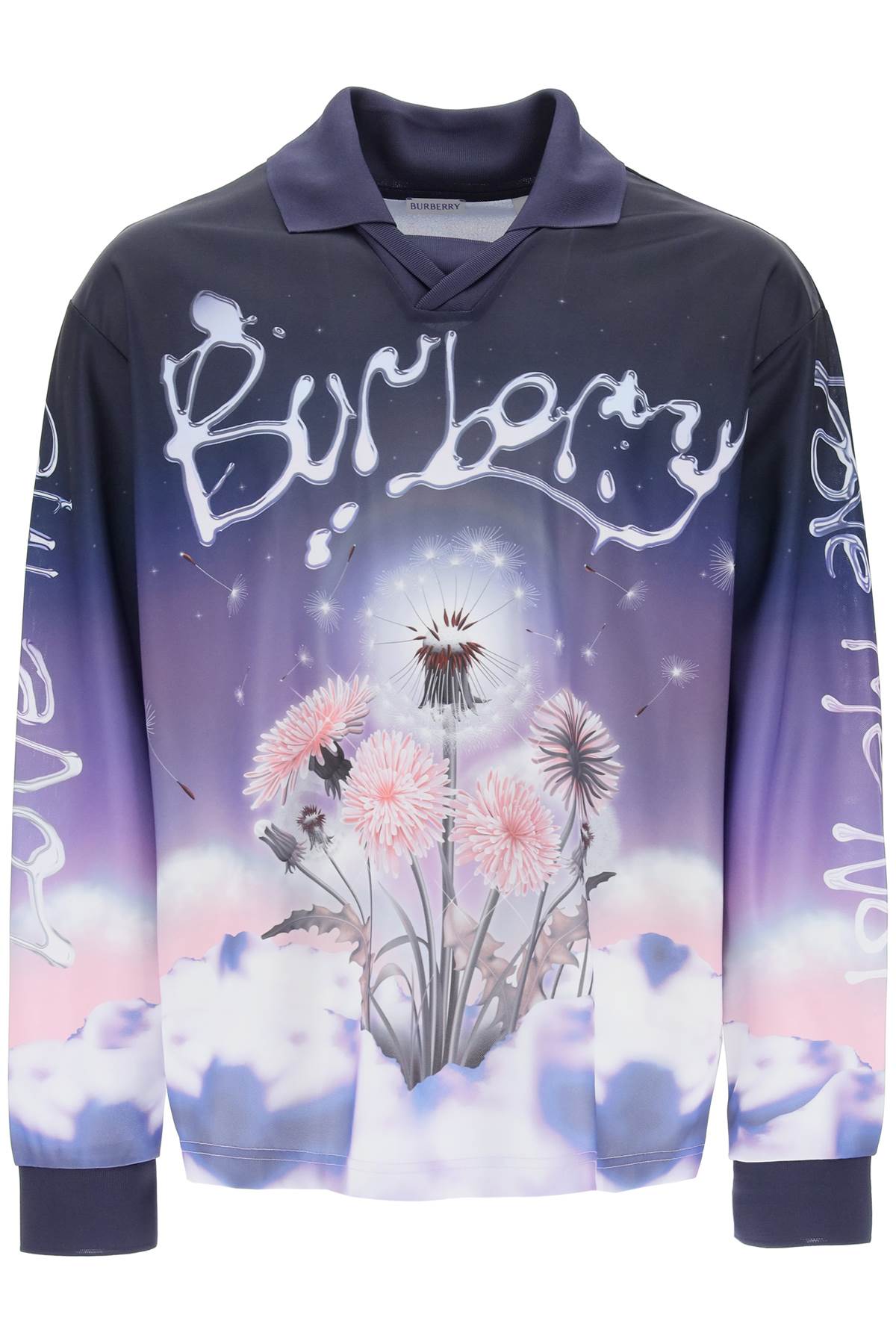 BURBERRY Purple Dandelion Print Long-Sleeved T-Shirt for Men