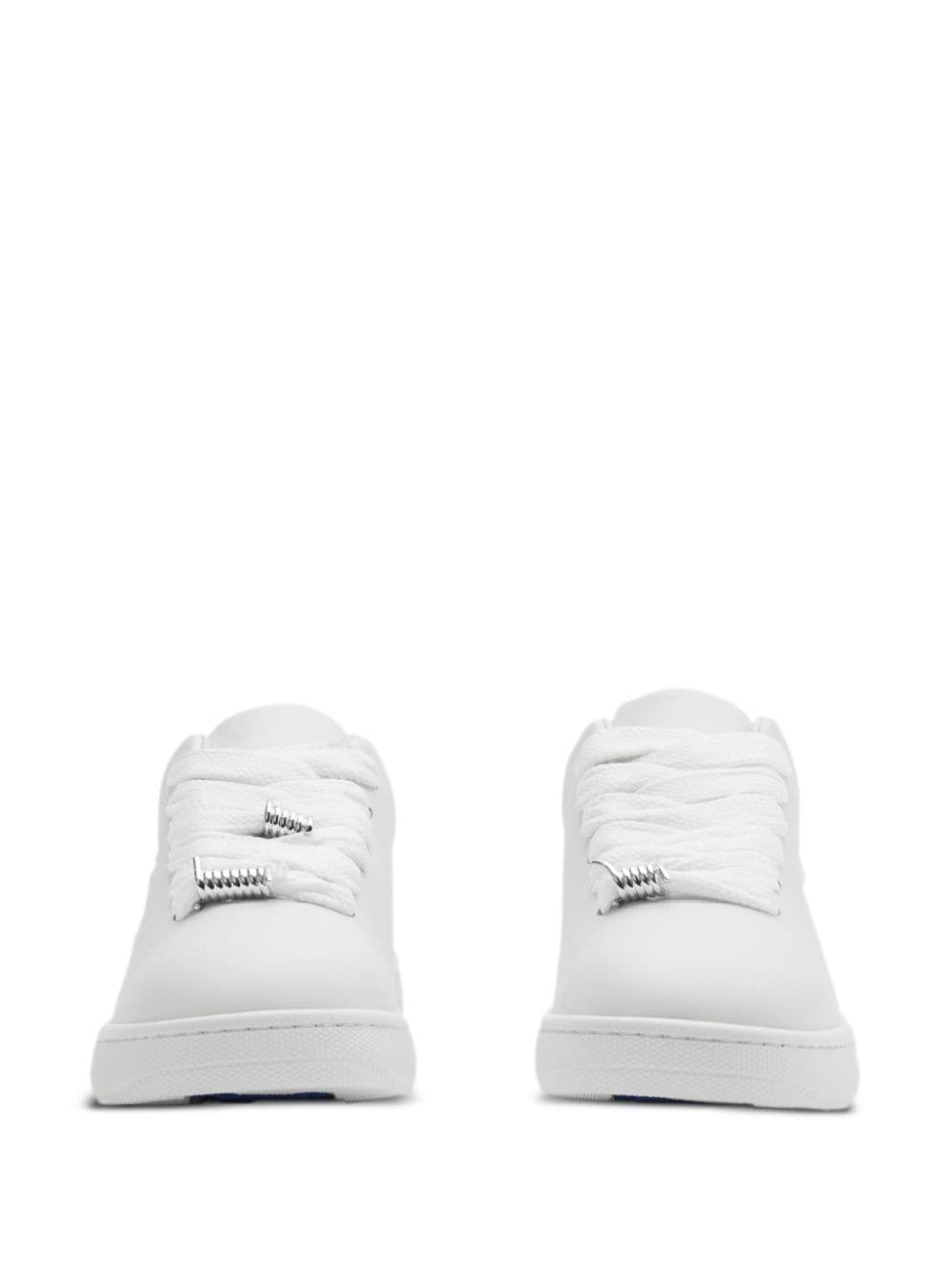 BURBERRY White Equestrian Design Sneakers for Women in Calfskin