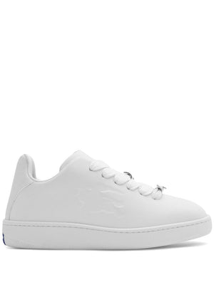 BURBERRY White Equestrian Design Sneakers for Women in Calfskin