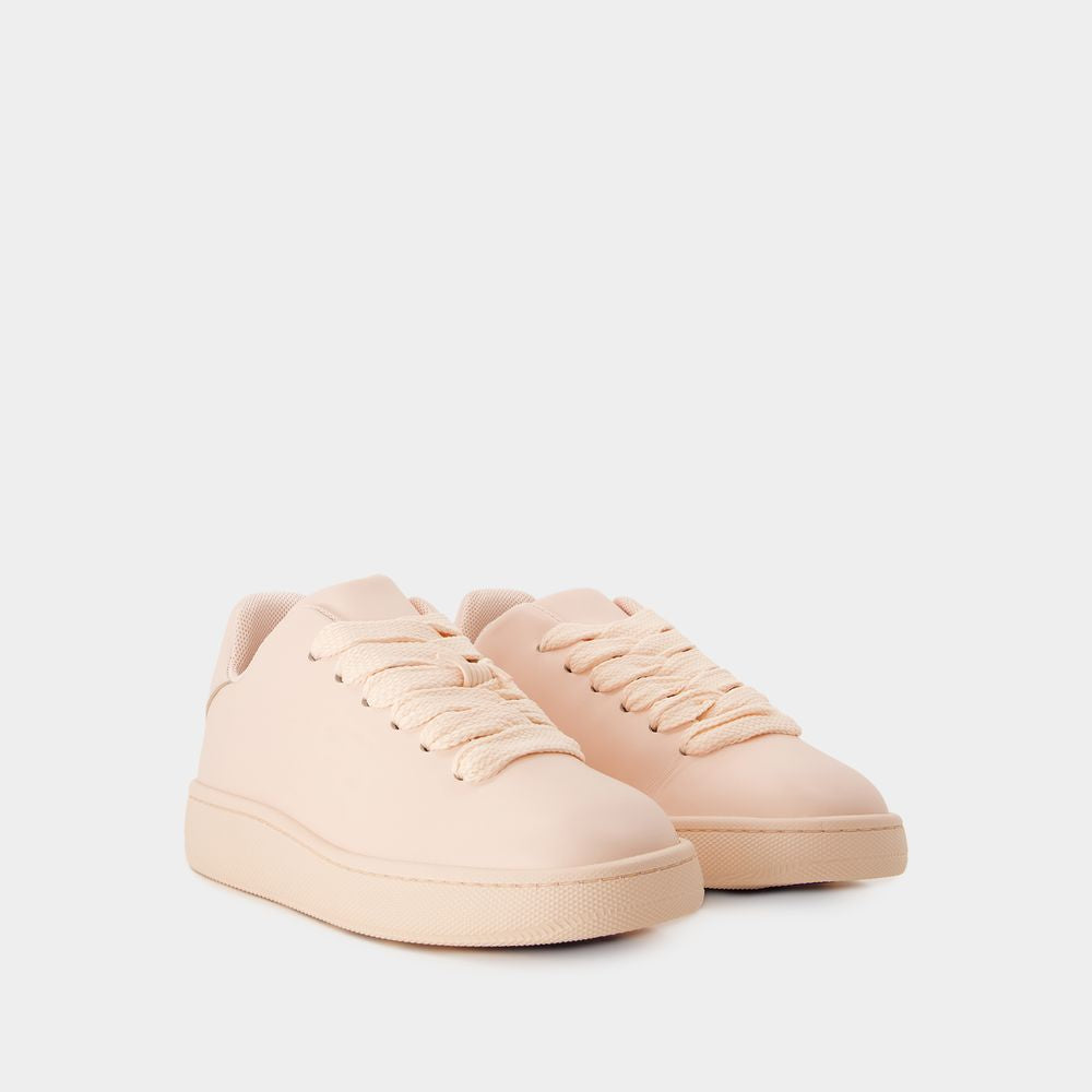 BURBERRY Women's Tan Calf Grain Leather Box Sneakers for SS24