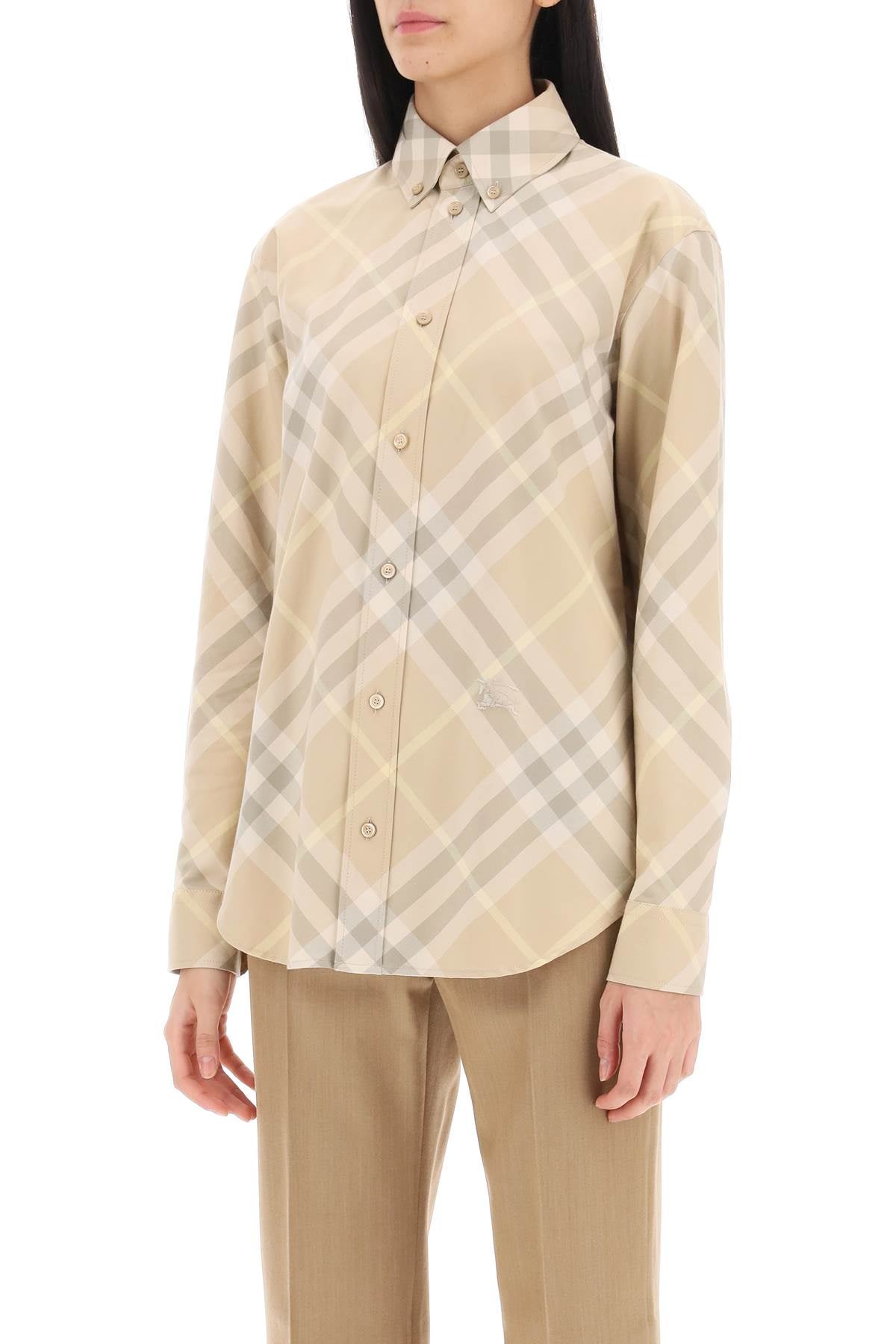 BURBERRY Check Pattern Button-Down Shirt for Women