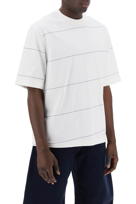 BURBERRY Striped Cotton T-Shirt with Embroidered Detail for Men