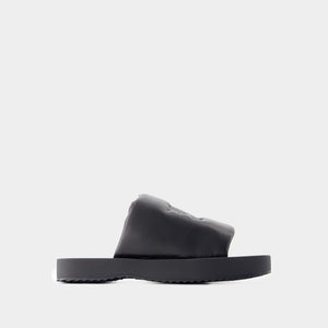 BURBERRY Black Lamb Leather Slab Sandals for Women