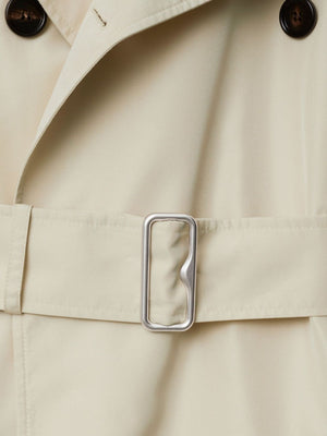 BURBERRY Double-Breasted Belted Jacket in Light Beige Silk for Women