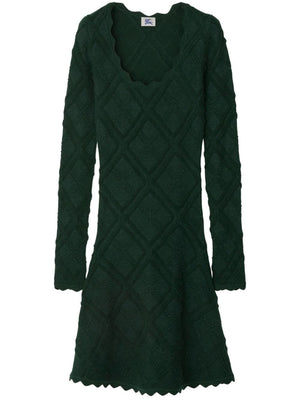 BURBERRY Green Aran-Knit Wool Dress for Women | Elegant and Timeless Style | FW23