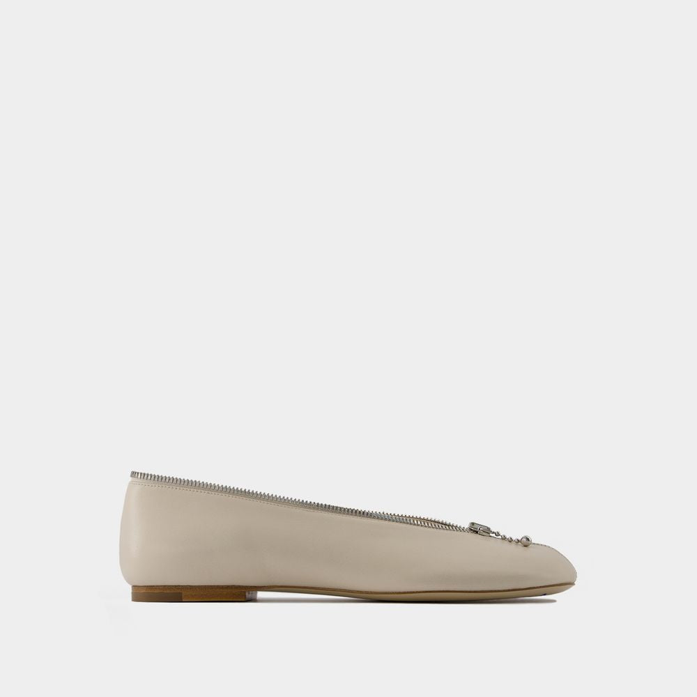 BURBERRY White Zip Ballerinas for Women in SS24 Season