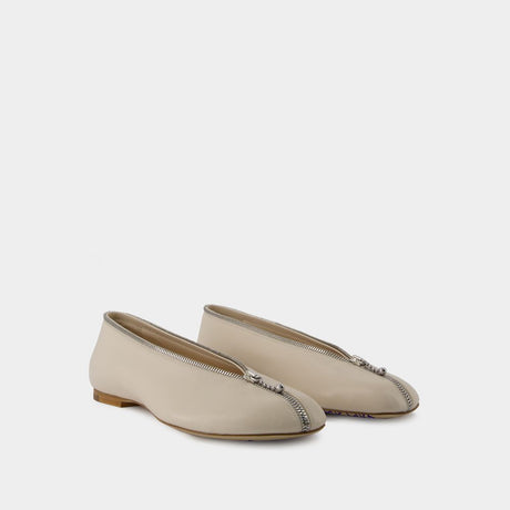 BURBERRY White Zip Ballerinas for Women in SS24 Season