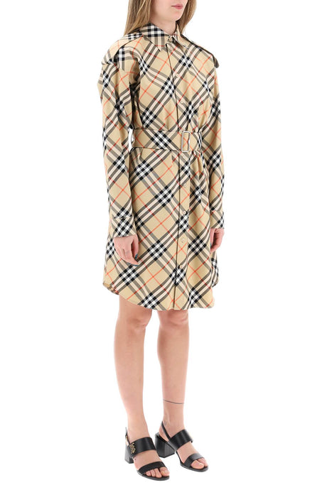 BURBERRY Organic Cotton Midi Dress with Trench-Inspired Details