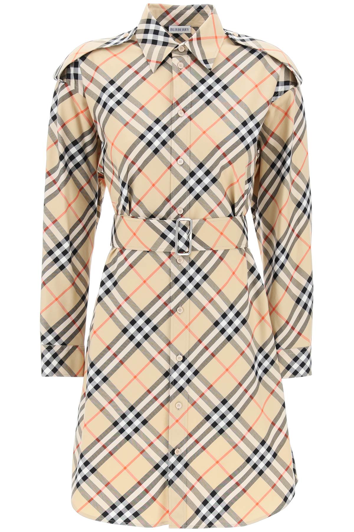 BURBERRY Organic Cotton Midi Dress with Trench-Inspired Details