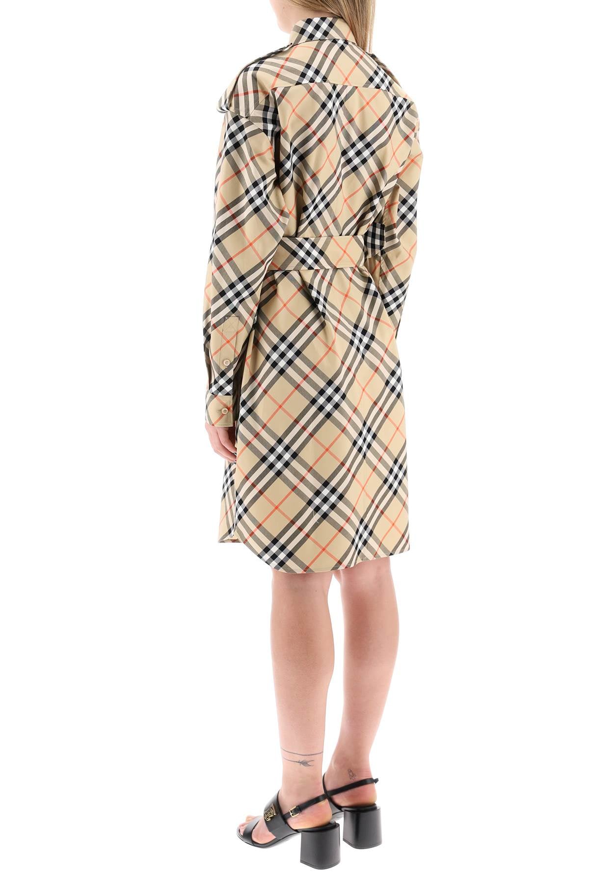 BURBERRY Organic Cotton Midi Dress with Trench-Inspired Details