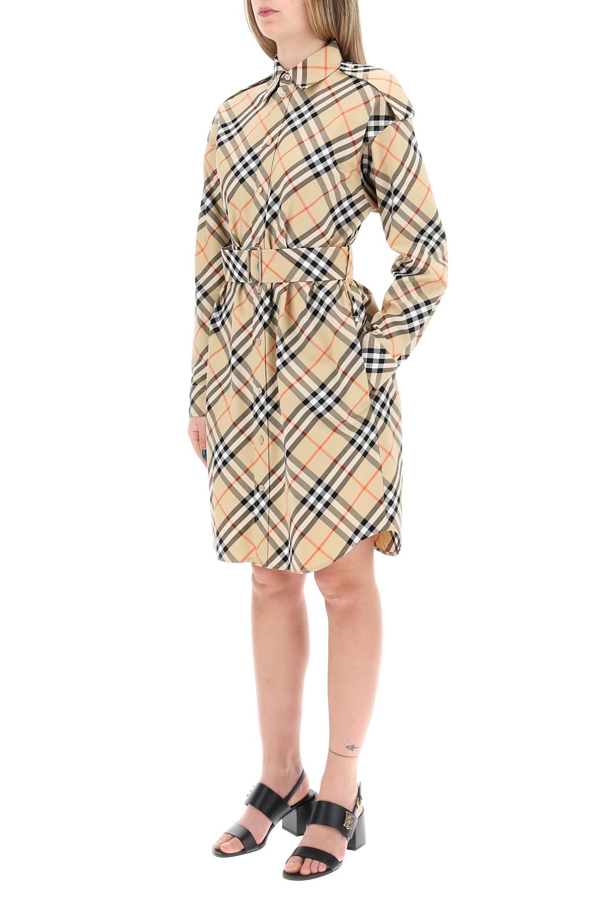 BURBERRY Organic Cotton Midi Dress with Trench-Inspired Details