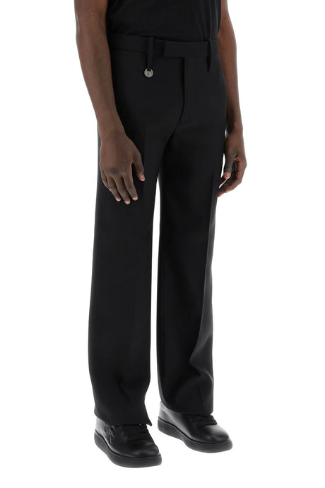 BURBERRY Men's Straight Leg Black Wool Trousers for SS24 Collection