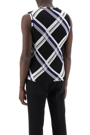 BURBERRY Men's Black Silk Check Top for SS24