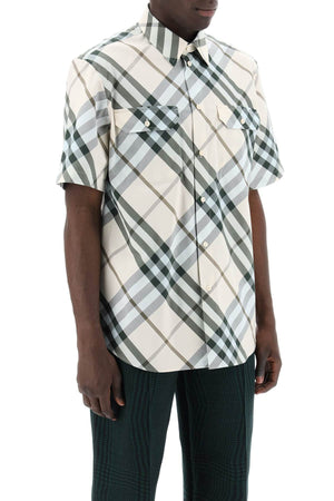 BURBERRY Classic Beige Check Short Sleeve Shirt with Pockets