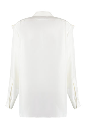 BURBERRY White Silk Buttoned Shirt for Women - Rounded Hem, SS24 Collection