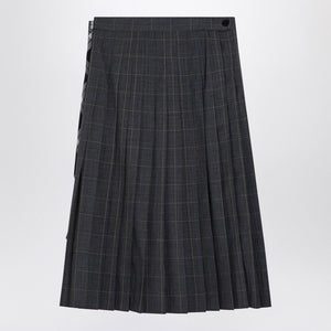 BALENCIAGA Asymmetrical Wool Check Mini Skirt