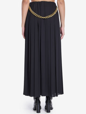 BALENCIAGA High-Waisted Pleated Skirt with Chunky Chain