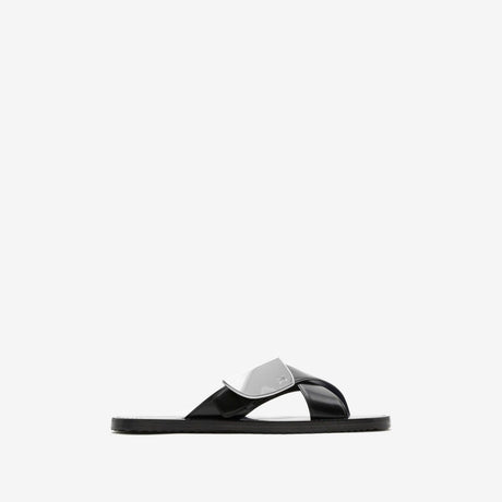 BURBERRY Black Shield Slip On Sandals for Men in SS24 Collection