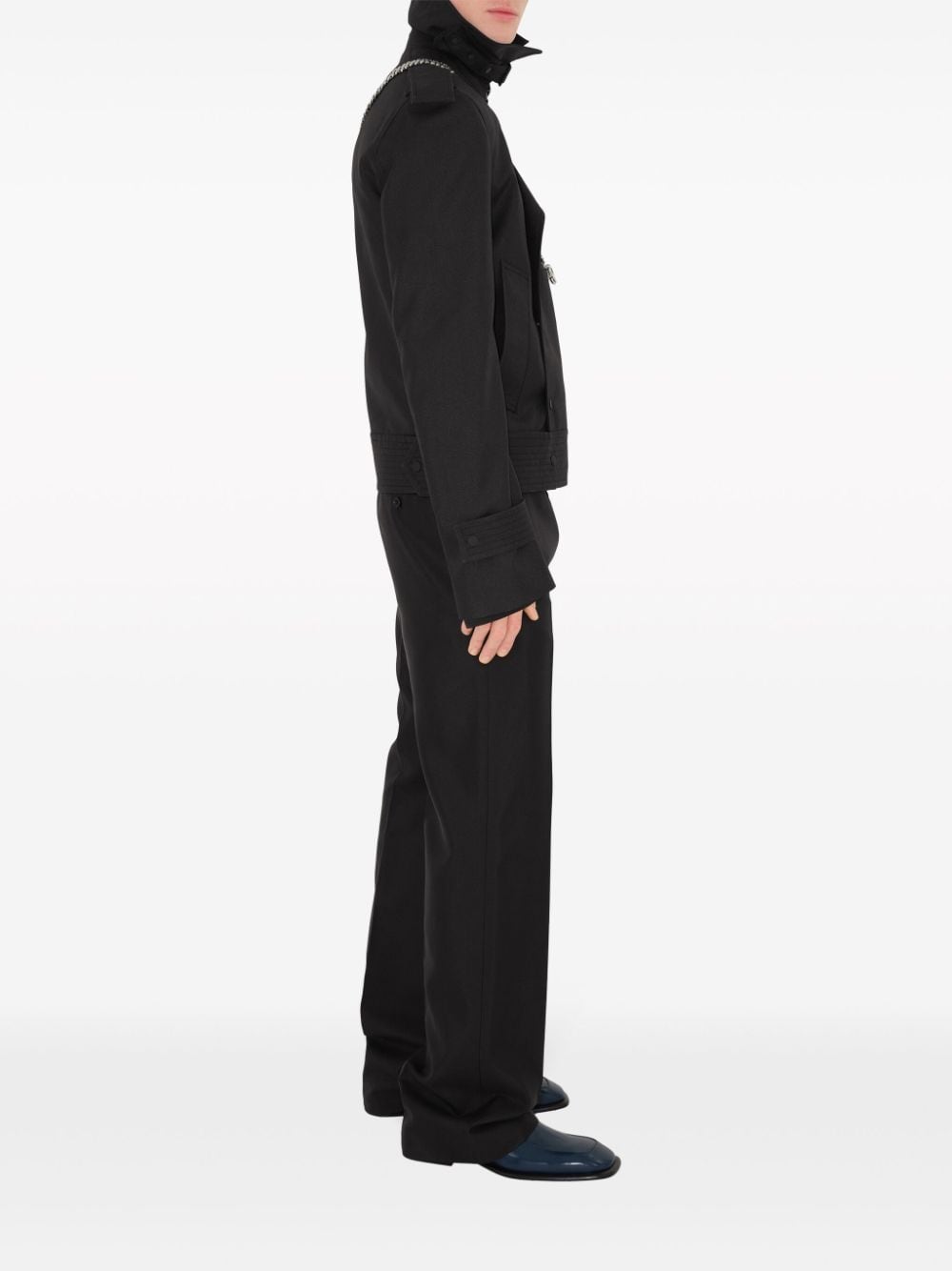 BURBERRY Men's Black Tailored Trousers | Relaxed Fit with Equestrian Detail