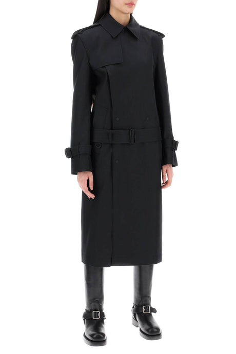 BURBERRY Double-Breasted Silk Twill Trench Jacket for Women - Black