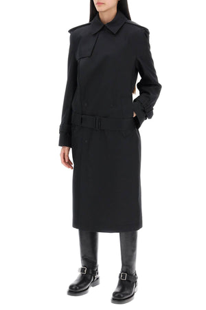 BURBERRY Double-Breasted Silk Twill Trench Jacket for Women - Black