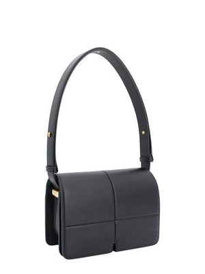 BURBERRY Smooth Leather Snip Shoulder Handbag with B-Cut Details and Equestrian Knight Design