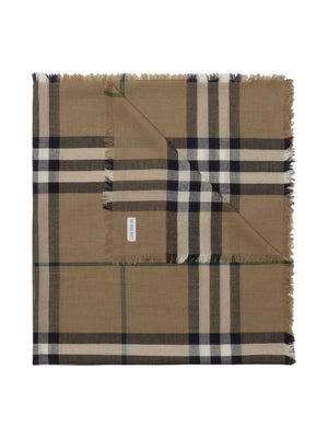 BURBERRY Giant Khaki Scarf with Black Checks