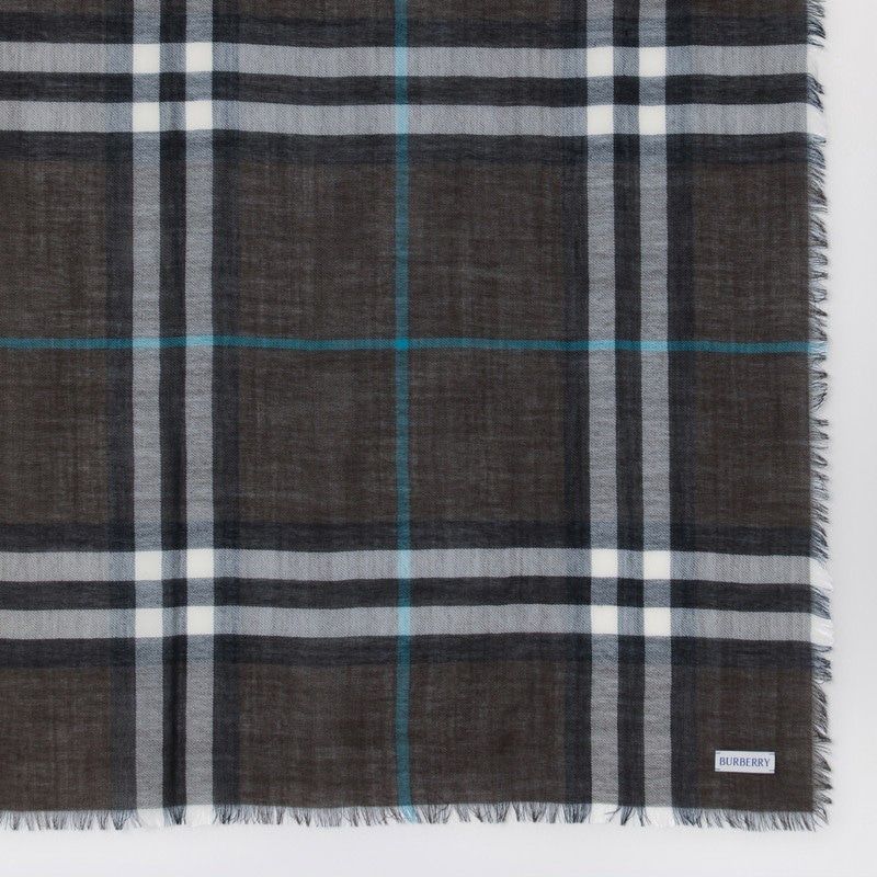 BURBERRY Men's Lightweight Check Wool Scarf in Dark Brown