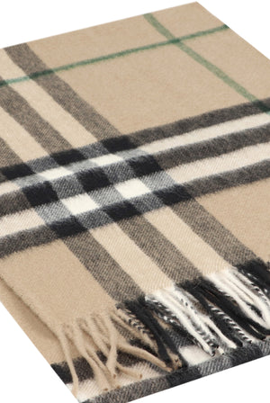 BURBERRY Frayed Hem Cashmere Check Motif Scarf - 168x30 CM